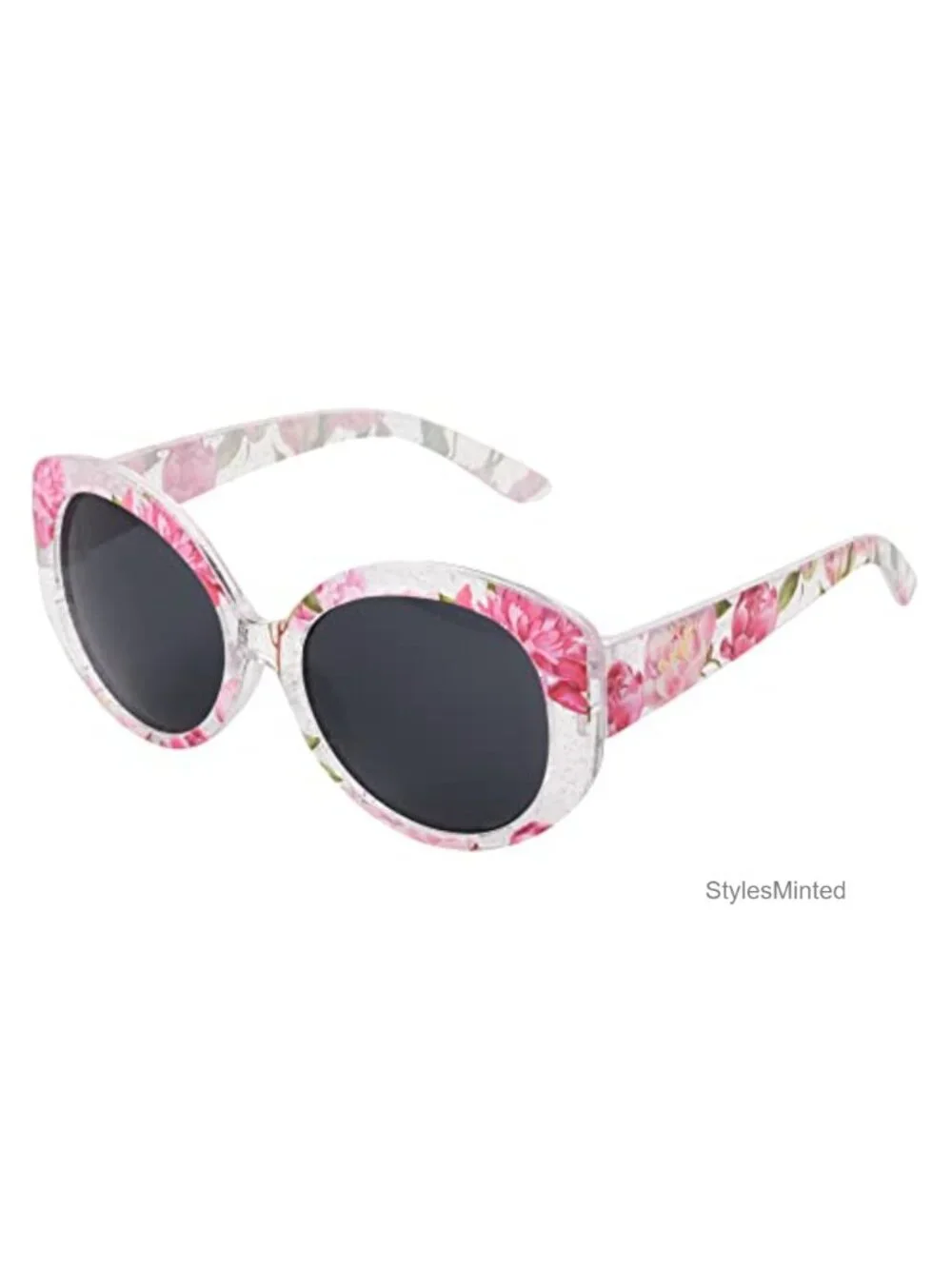 Girls Children Sunglasses Crystal Clear Floral Frame 48 UV Protection